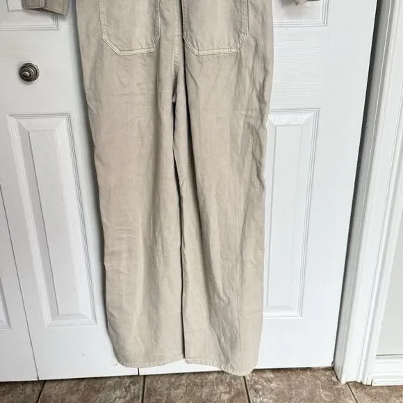 NWT Women's Denim Baggy Jumpsuit - Universal Thread Beige One Piece Size 4 - Picture 13 of 16